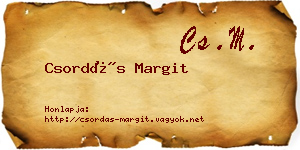 Csordás Margit névjegykártya